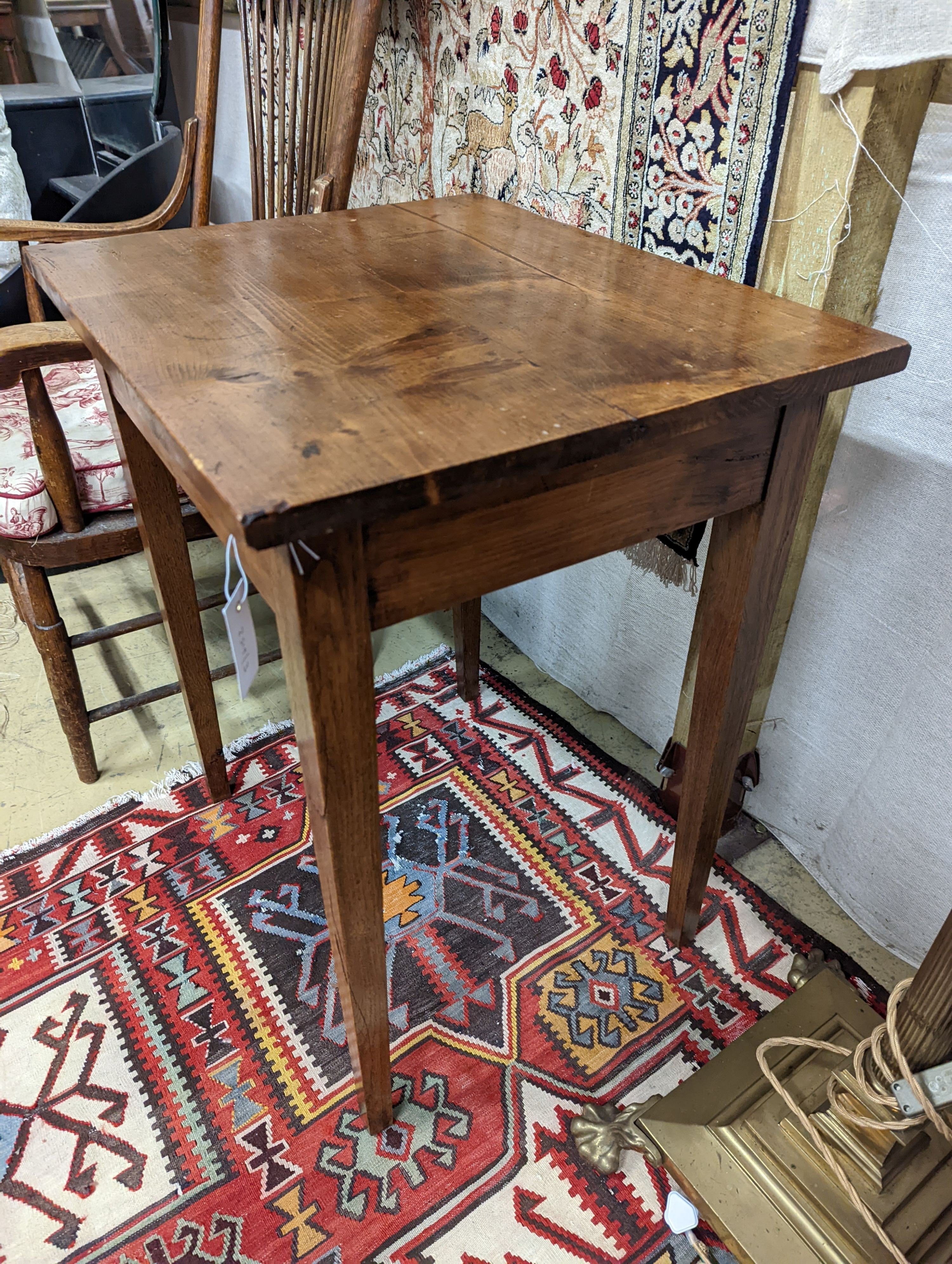 A French pine and oak side table, width 60cm, depth 50cm, height 72cm